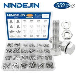 552pcs/set External Hex Bolt Set with Nuts Stainless Steel m3 m4 m5 m6 Bolts and Nuts Set Hexagon Head Screw Kit for Bicycle