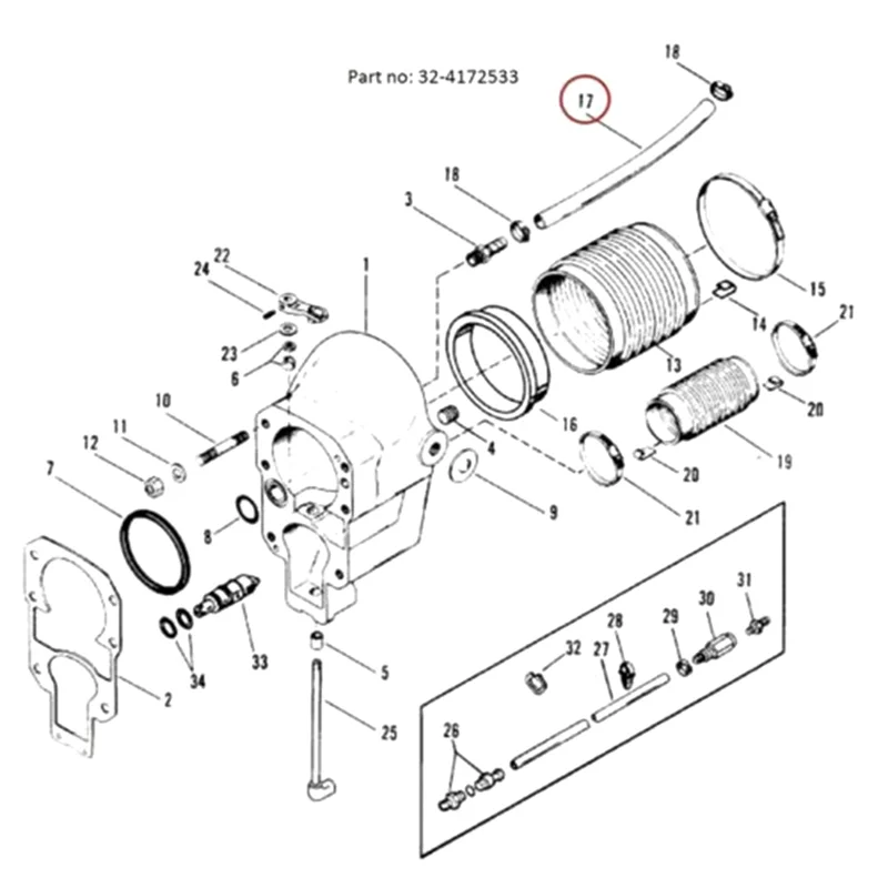 AA-32-4172533 استبدال خرطوم دخول المياه لـ Mercruiser Alpha Gen1 & 2 3/4 بوصة Gimbal 32-4172533 32-8M0062309 #4