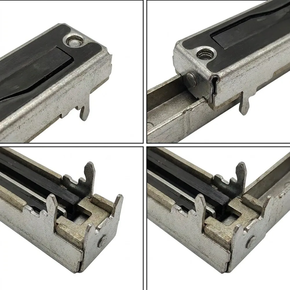 B10K 60mm Linear Slide Potentiometer Single Channel Silver Metal Body for Audio and Lighting Control Devices B10K