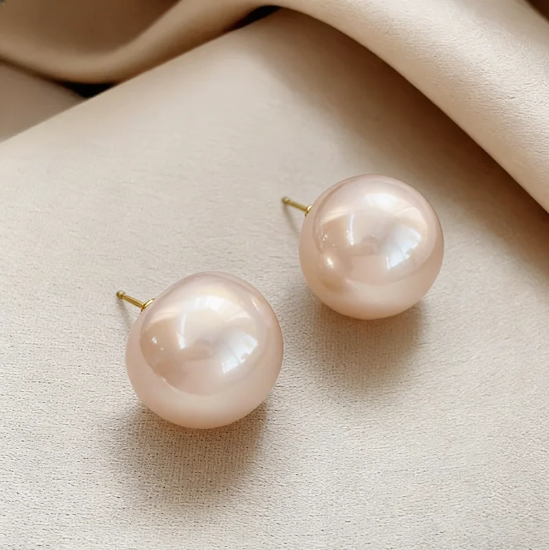 20mm Übergroße Kunstperlen Halbkreis-Ohrstecker Trendiges Accessoire für Frauen und Mädchen Einfacher Schmuck für den Alltag 2026 Stil – Detail 15