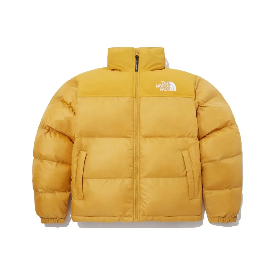 THE NORTH FACE FW23 Nuptse ON BALL Men and Women Tech Fabric Stand Collar Zippered Hood Jacket Cotton Jackets Golden Winter