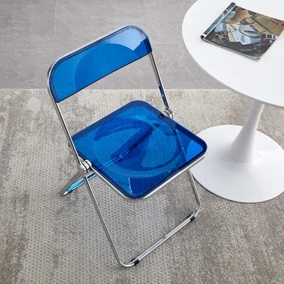 

Dining chair. Modern simple household business chair, transparent chair, acrylic folding chair, clothing store photo stool