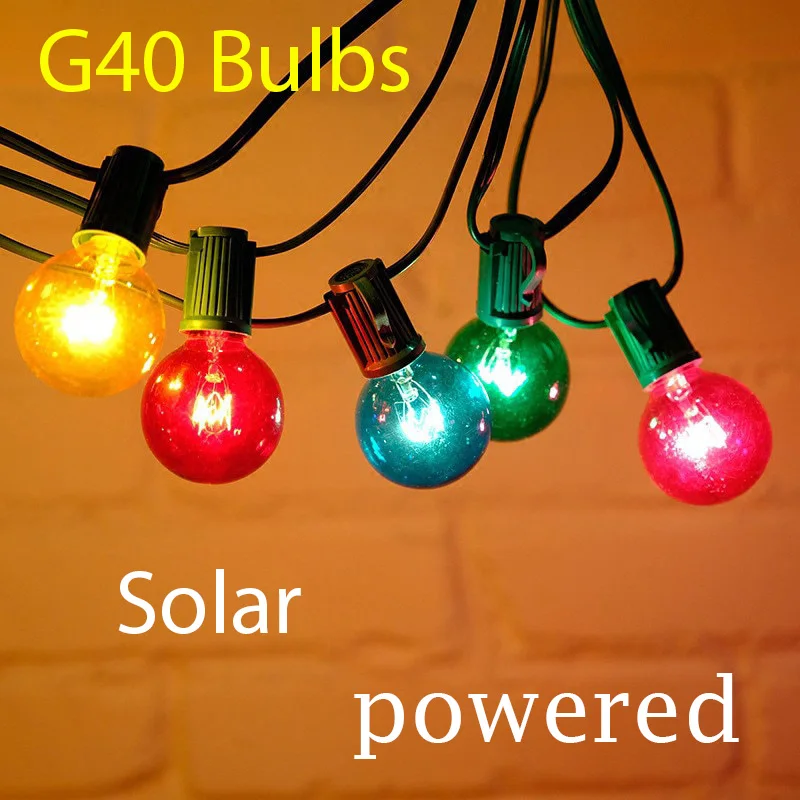 

Уличные RGB лампы G40 21M водонепроницаемые светодиодные гирлянды на солнечной энергии для сада, патио, украшения для свадебной вечеринки, освещение для лагеря