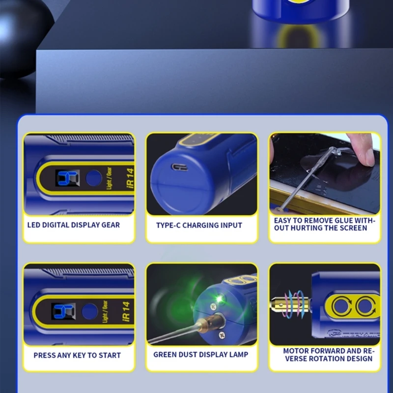 1 Set 4 Livelli Strumento per rimozione della colla elettrica regolabile Macchina portatile per pulizia della colla per