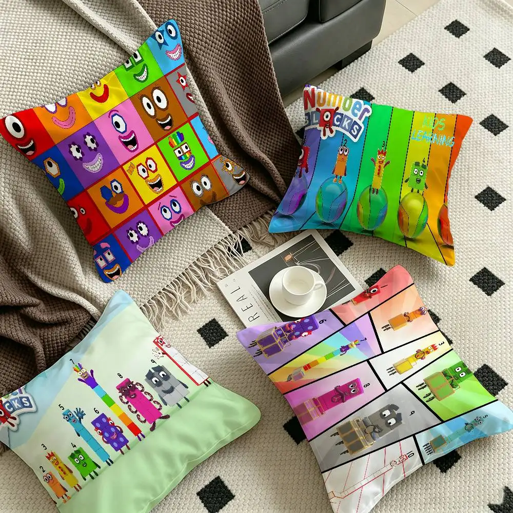 Cartoon N-Number-Blocks Maple Design Cushion Cover Happy Autumn Harvest decor Holiday Decorati Pillow Cover