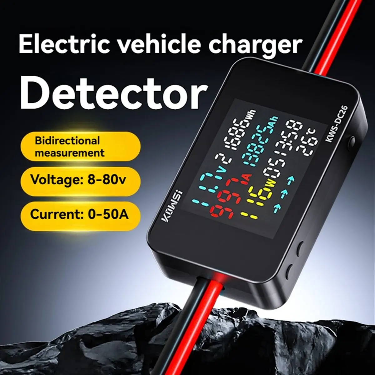 ABGN  KWS-DC26 DC Tester Battery Charging Tester Meter Battery Capacity Detector for Electric Vehicles Outdoor Power