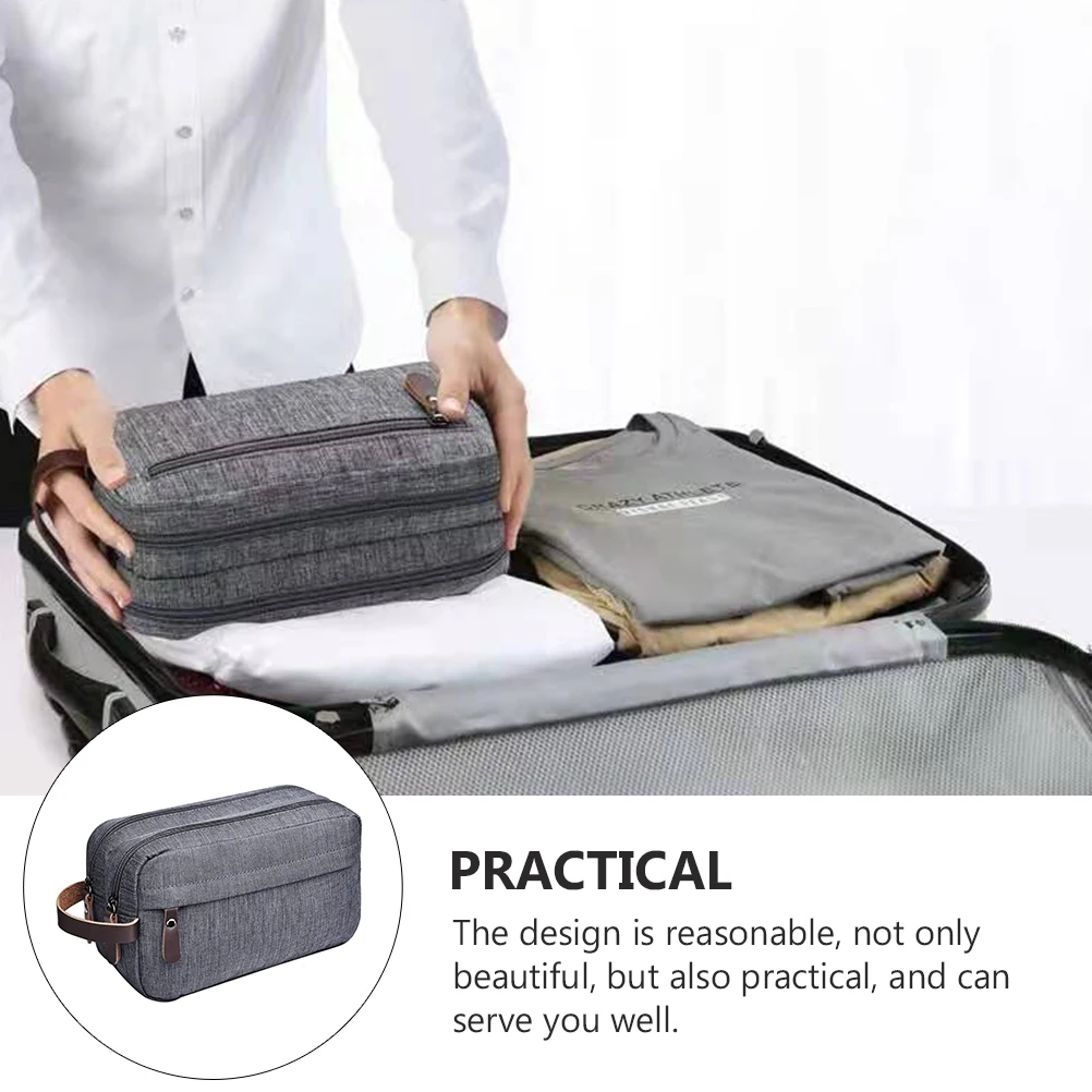 

Multifunctional Men'S Washing Portable Travel Storage Grey Waterproof Nylon Makeup Pouch Case With Zipper Toiletry Bag For Men