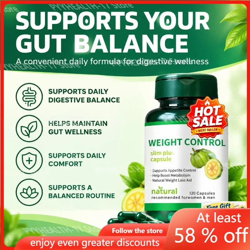 Natural Slim Plus Capsules  Garcinia Cambogia & Green Tea Appetite Control & Metabolism Support Herbal Weight Management 120 Ct