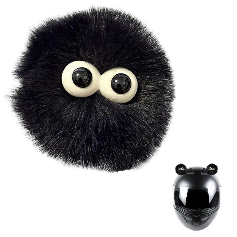 

Motorcycle Headgear Decor 2pcs Big Eyes Plush Decorations Round Ear Headgear Decorations Head Doll Decoration For Standard