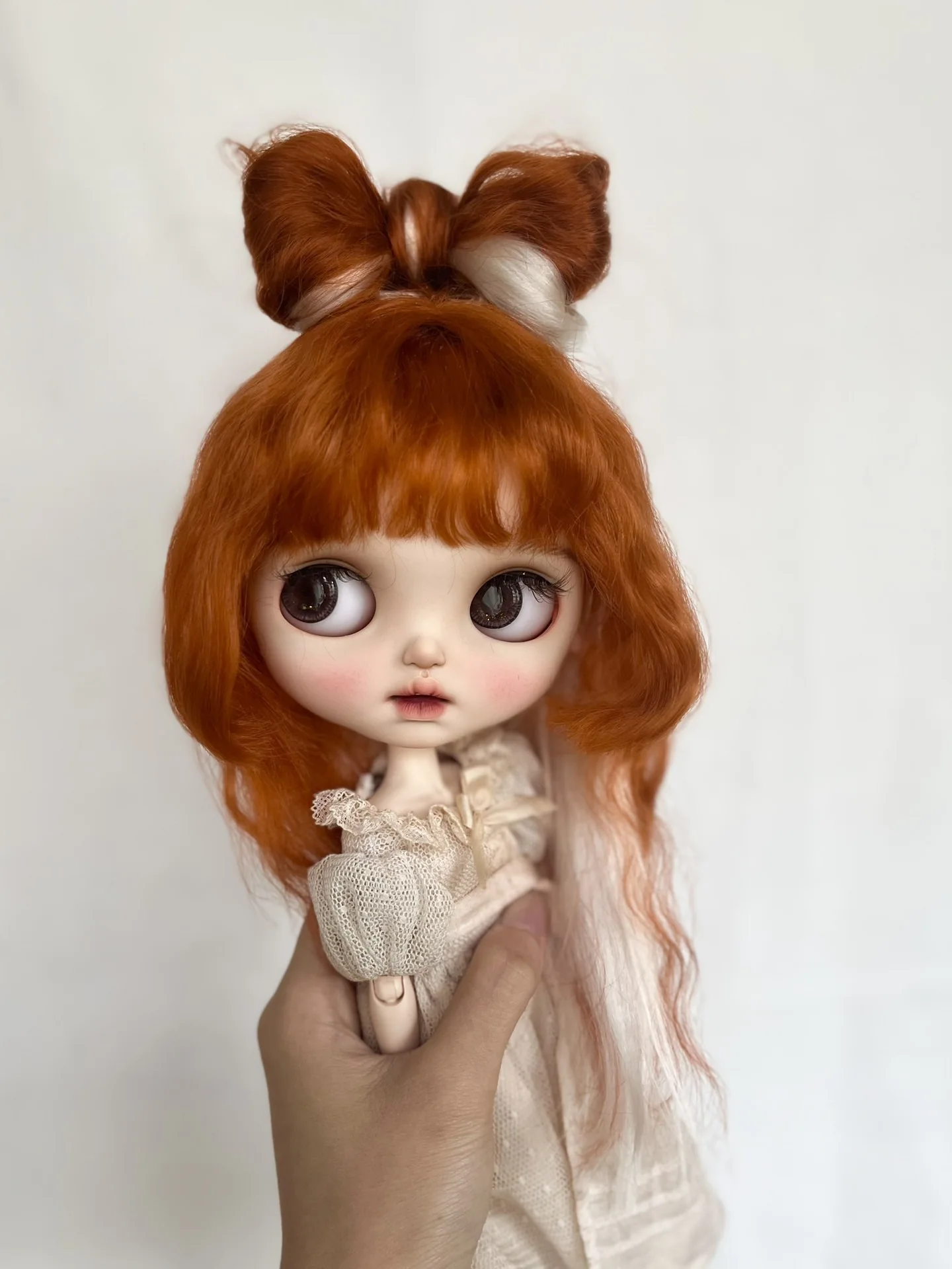 （Specially customized, construction period 2 months）Dula Doll Wigs for Blythe Qbaby natural Mohair Color mixing hard seams