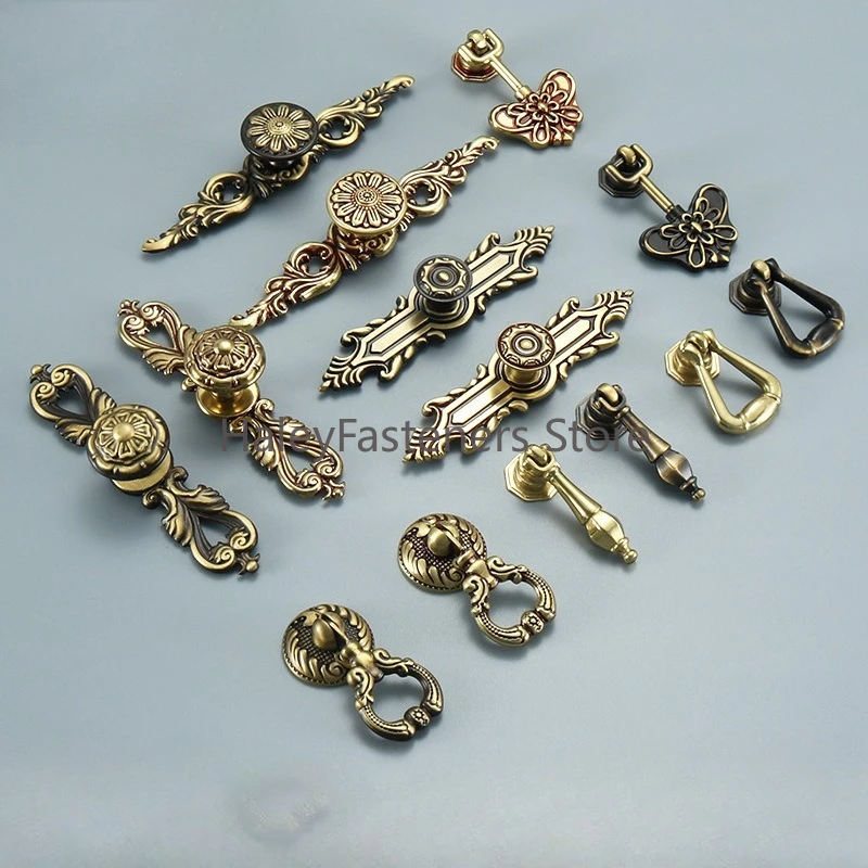 

Дверная ручка шкафа из чистой меди, мебельный ящик с европейским узором, ручка с одним отверстием, шкаф для обуви, медная дверная ручка