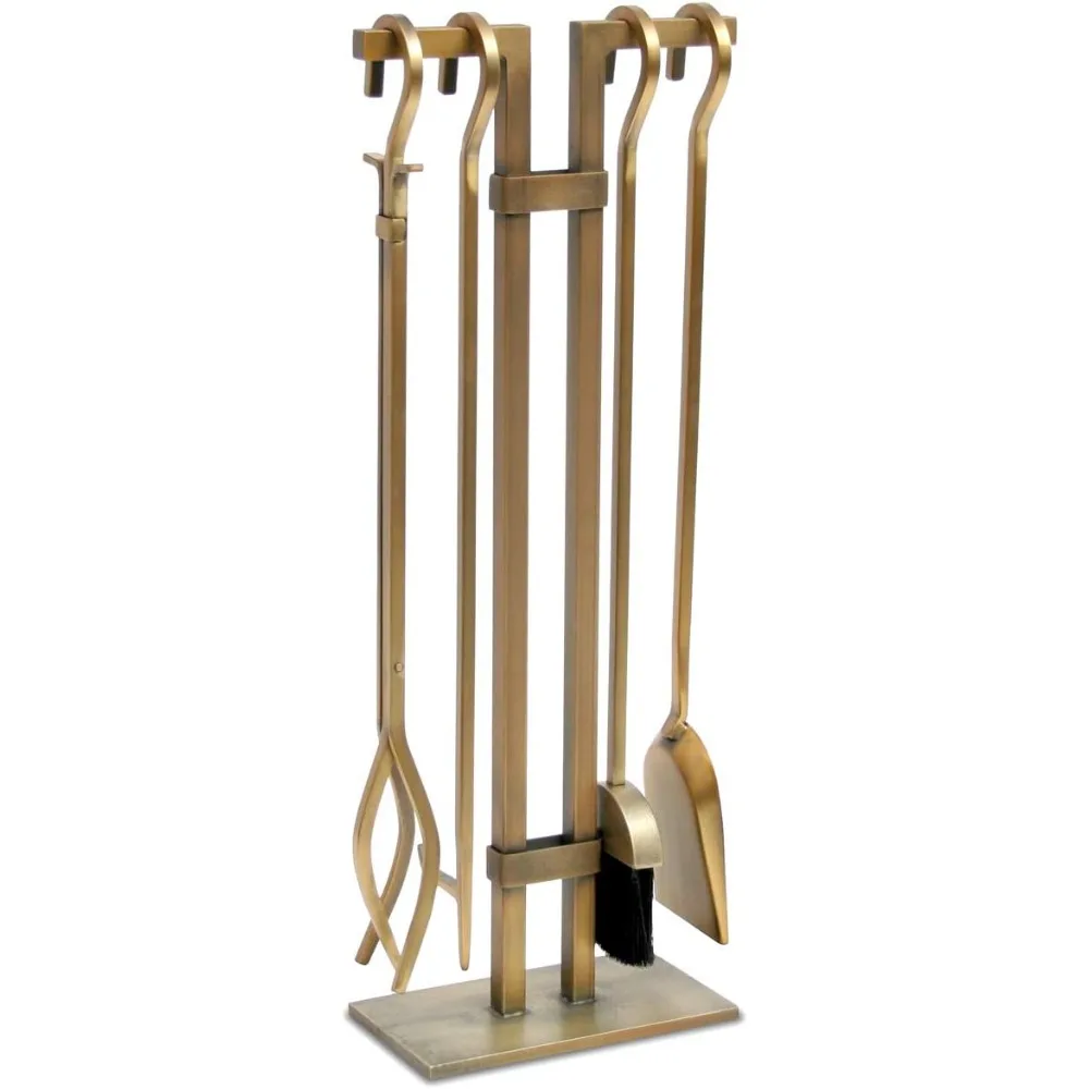 Home and Hearth 18086 Fireplace Tool Set, Burnished Brass, 20 Pounds