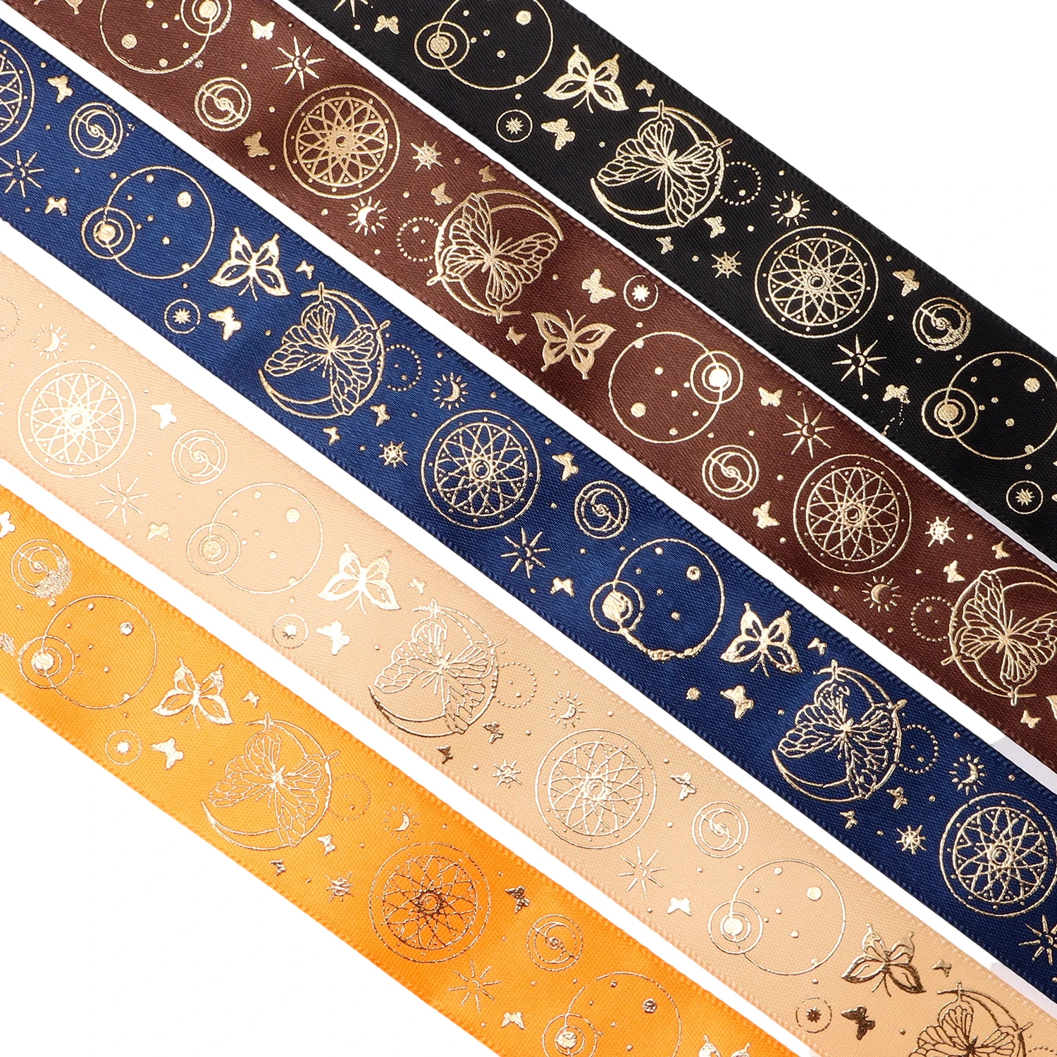 5mm Starry Moon Starry Sky Butterfly Ribbon Ribbon, used for gifts, gift packaging, Christmas wedding DIY handicrafts