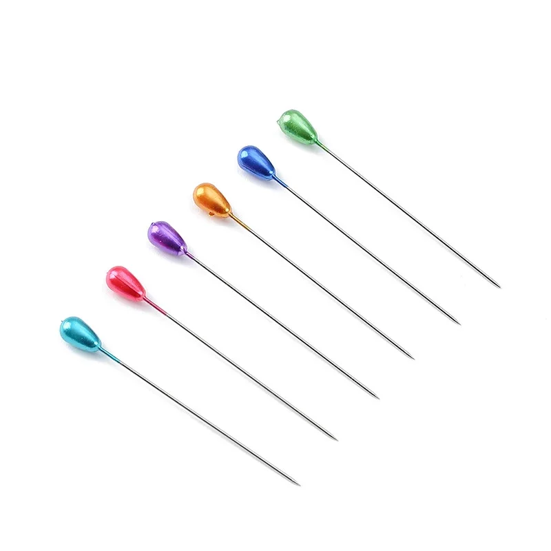 50/100PCs Rainbow Color Pearl Head Needles 5.5cm Stitch Straight Push Sewing Pin Dressmaking DIY Sewing Tools Positioning Needle