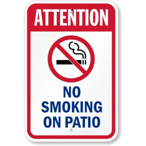 Attention No Smoking On Patio Pool Aluminum Weatherproof Sign p812