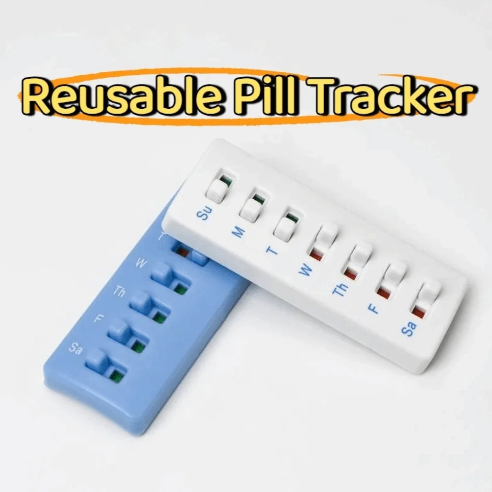 Curved-Back Reusable Pill Tracker Anti-Slide Design Creative Pill Reminder Portable Color-Coded Indicators Medicine Tracker