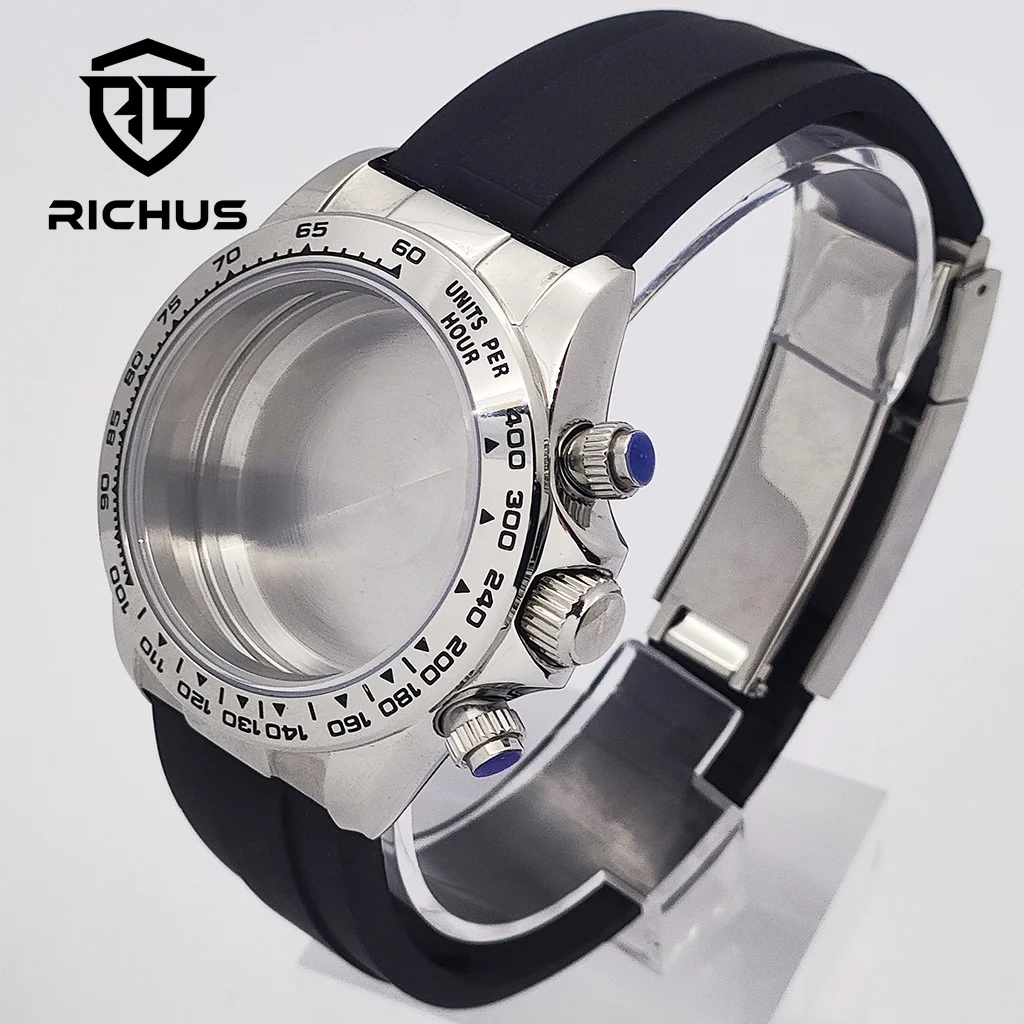 

Корпус для часов RICHUS VK63 39 мм, серебро, розовое золото, золотой корпус для часов, минеральное стекло с резиновым ремешком для часов, подходит для кварцевого механизма VK63