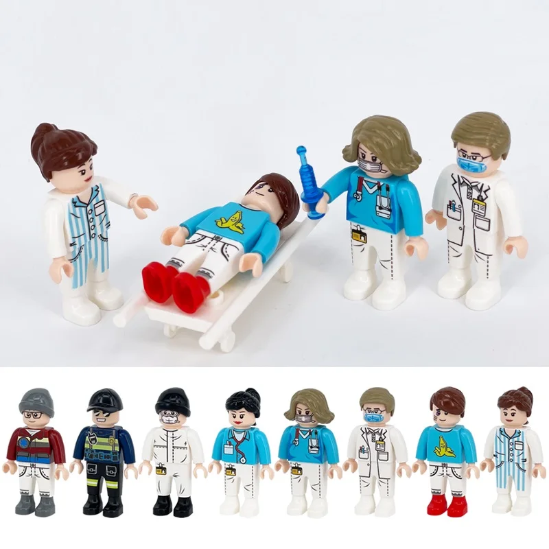 Doctor Nurse 4.5cm Playmobil Anime Figure Mini Accessory Building Blocks Parts Bricks Construction Set for Boys Educational toys