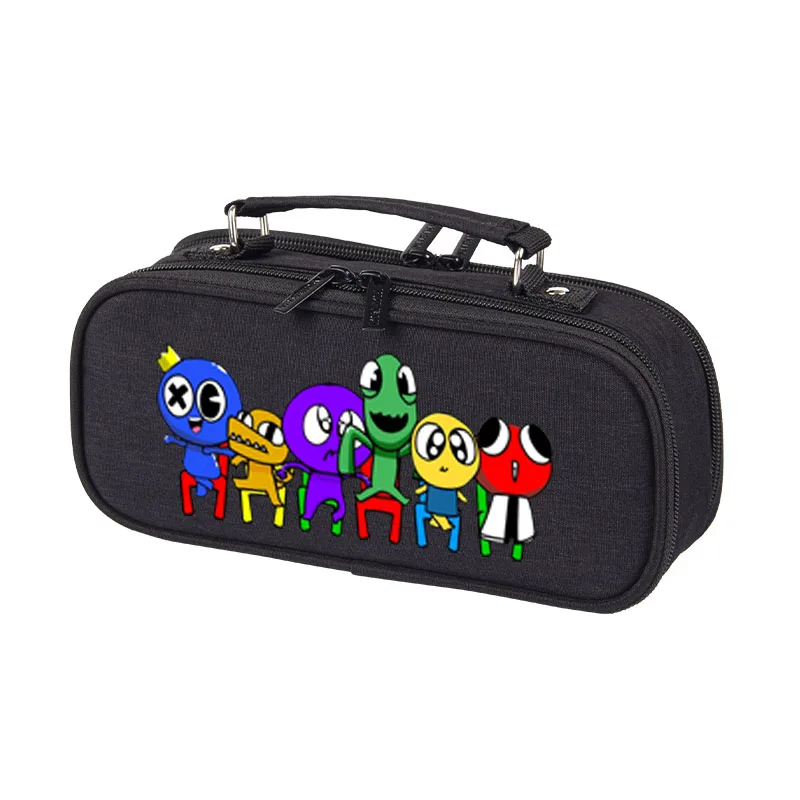 Rainbow Friends Multi Layer Pen Pencil Case Large Capacity Fold Canvas Stationery Storage Bag Organizer Cosmetic Travel Student