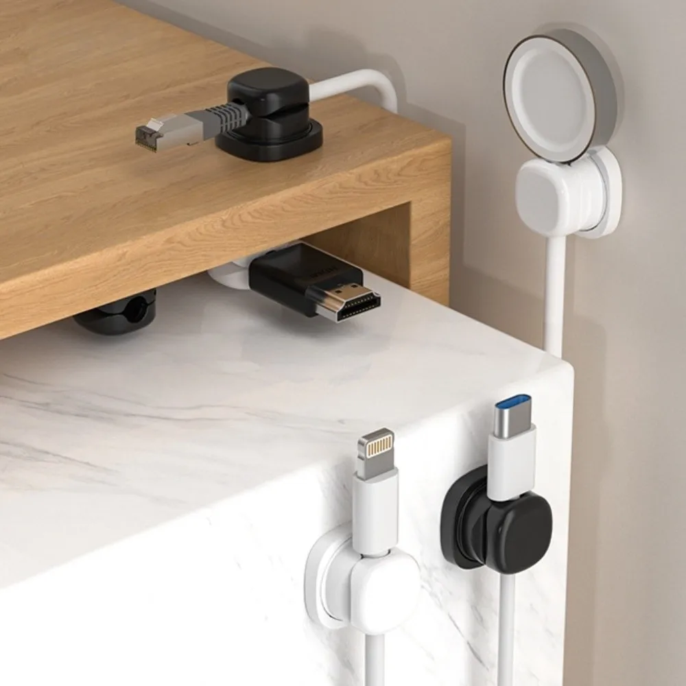 6pcs Adhesive Desktop Cable Organizer Adjustable Wall Mount Under Desk Wire Holder Rotatable Anti-Slip Cord Cable Organizer