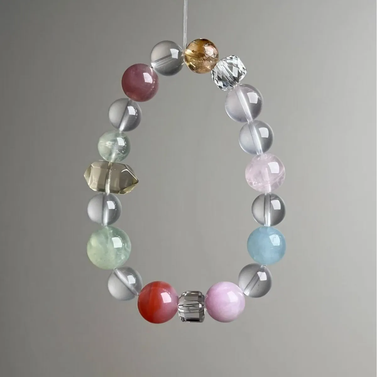 

Natural Duobao Crystal Bracelet, Pink Crystal, White Crystal Light Luxury Fashion Women's Bracelet