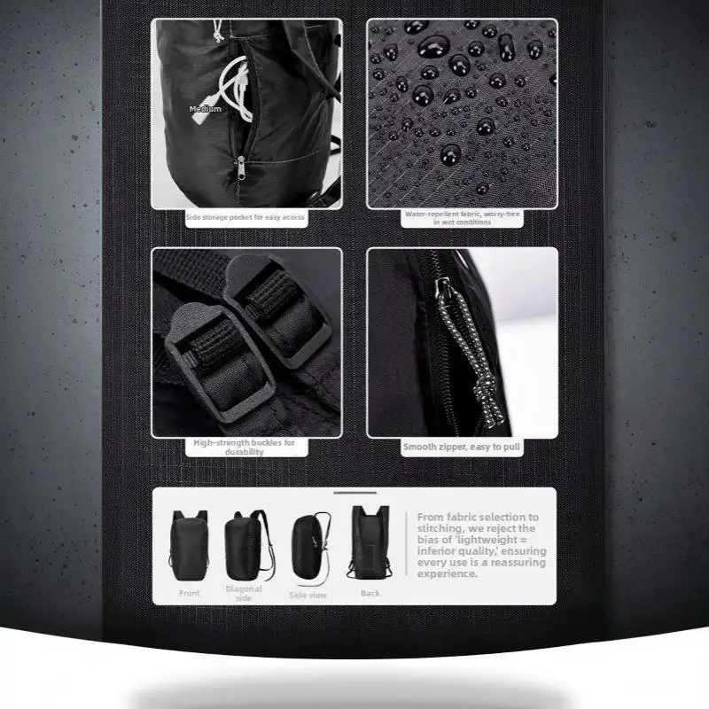 Hochwertiger, leichter, faltbarer 10L-Rucksack für Herren und Damen, ideal für Outdoor-Aktivitäten – Detail 12