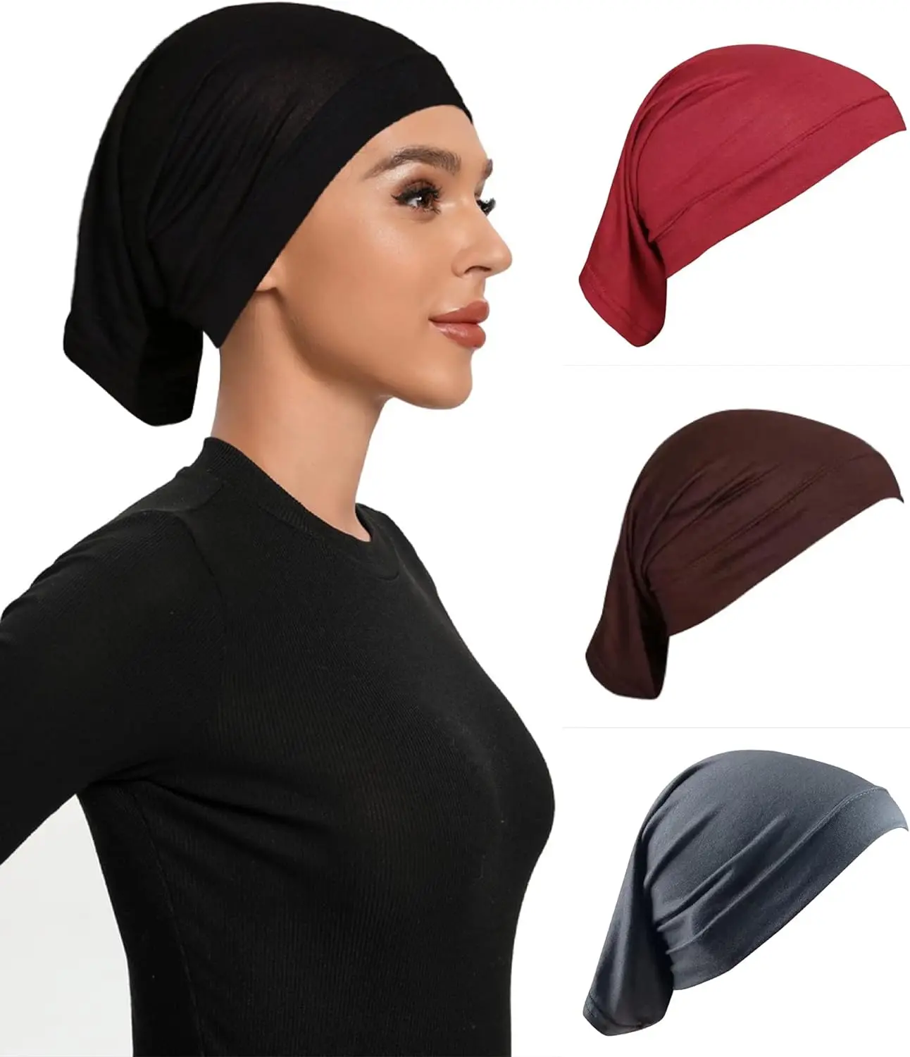 Fashion Muslim Hijab Caps Solid Underscarf Women Veil Modal Cotton Hijab Muslim Scarf Turbans Head Women's Hijabs Hat Islamic