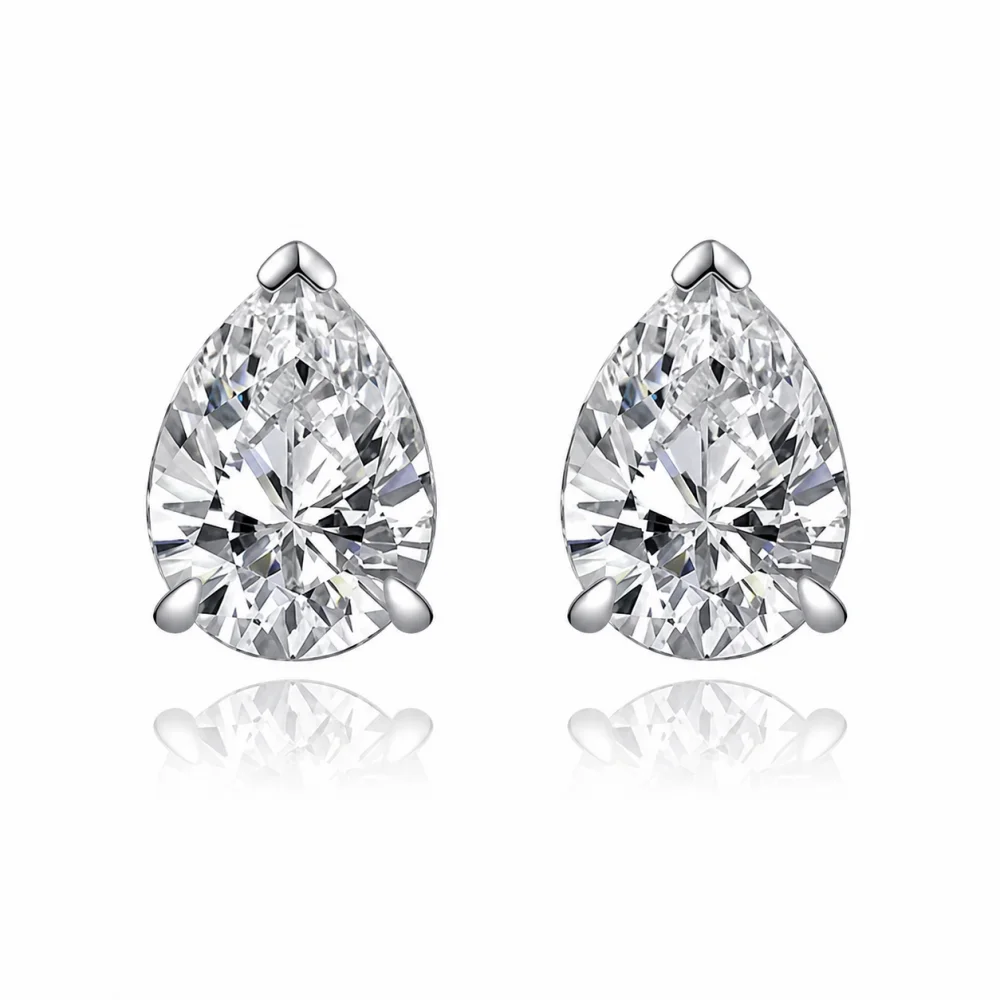 Silver Color Teardrop Zircon Stud Earrings for Women Minimalist Exquisite Cubic Zirconia Earrings Bridal Wedding Jewelry Gifts