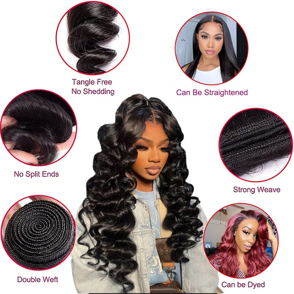 EMOL Loose Wave Human Hair Bundles Brazilian Deep Curly 3 Bundles Raw Hair Extensions Double Weft Wholesale 10-22 INCH