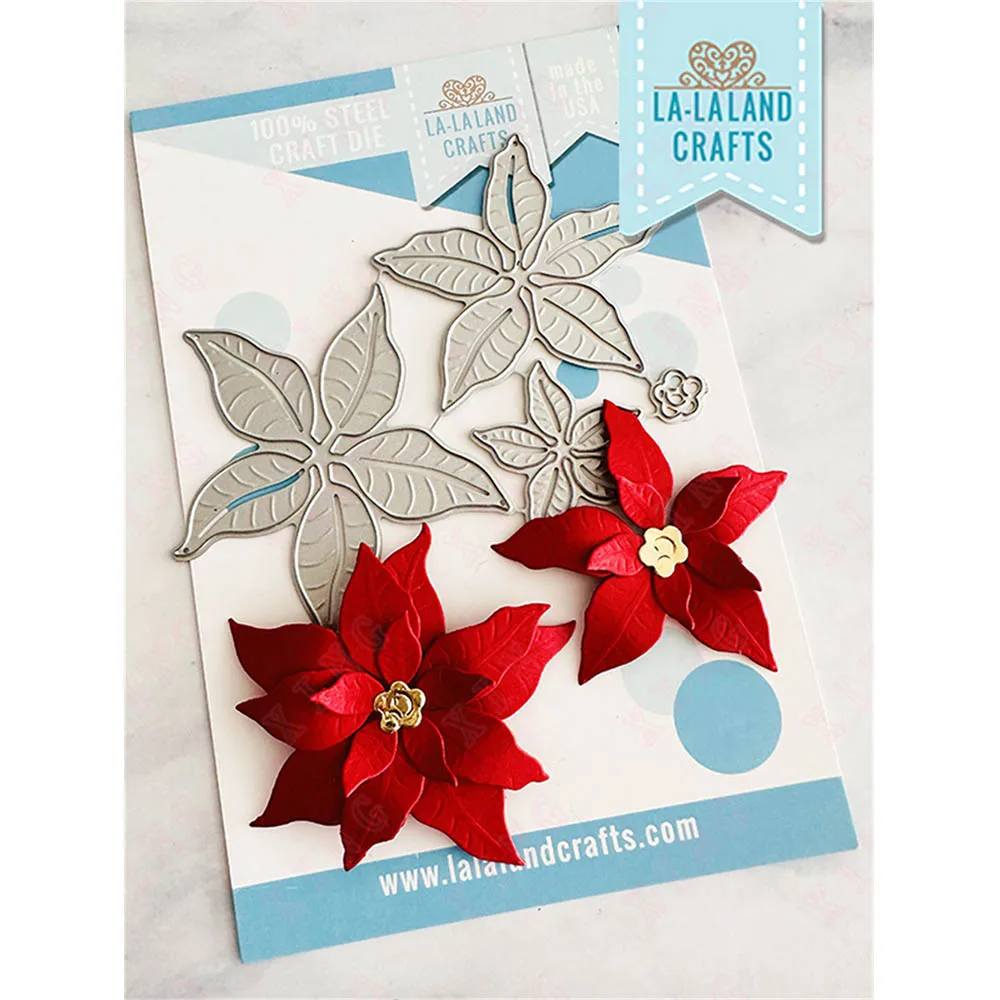 

New Arrival Metal Cutting Dies Scrapbook Decoration Embossing Template Diy Handmade Made Album Card Craft Layered Poinsettia Die