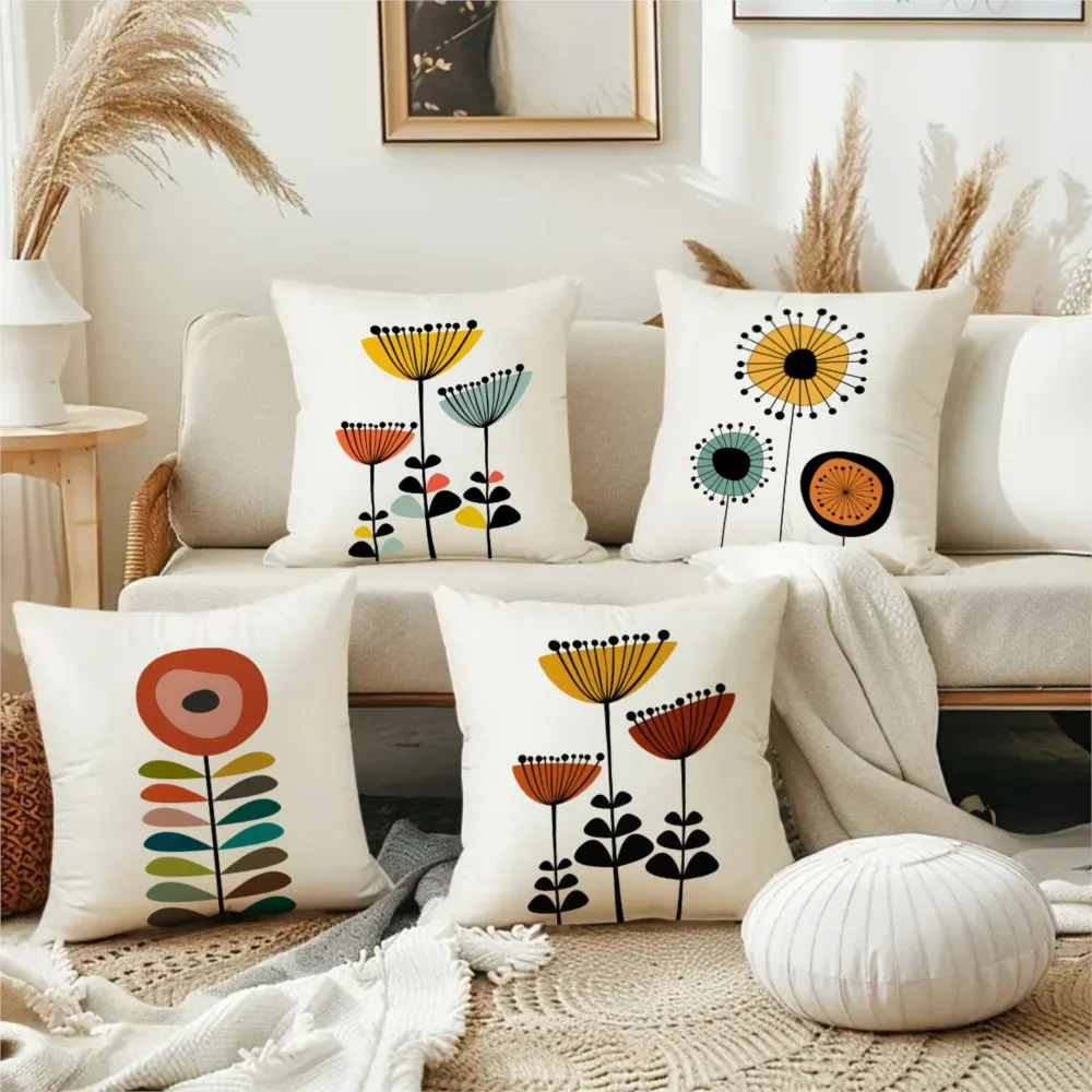 1Pc Personalized Floral and Plant Printed Pattern Throw Pillow, Double-Sided Design, Soft Plush Cushion with Insert,Perfect Gift