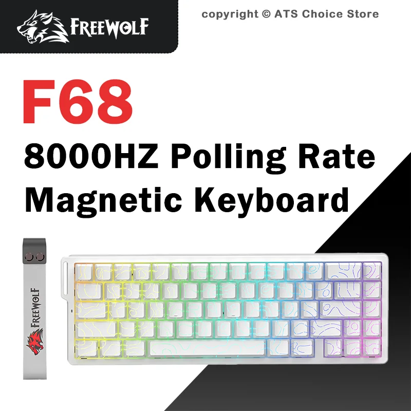 FREEWOLF F68 F68Pro Magnetic Gaming Keyboard, Tri-mode Bluetooth 2.4G Wired, Rapid Trigger, RGB, 8K Wired, 1K Wireless, Hot-Swap
