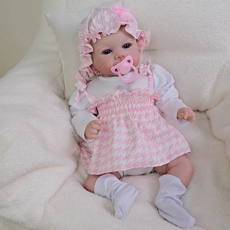 

19inch Full Body Vinyl Reborn Baby Doll Awake Juliette Newborn Lifelike Baby 3D Painted Skin with Visible Veins Muñecas Reborn
