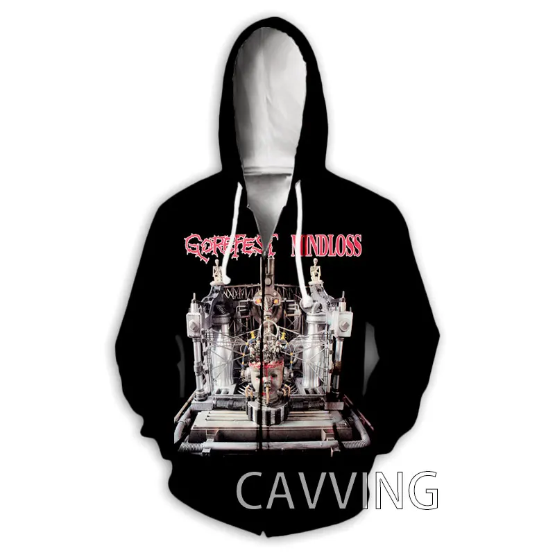 CAVVING 3D Printed Gorefest Rock  Zipper Hoodies Zip Hooded Sweatshirt Harajuku Hoodie Sweatshirt for Men/women H01