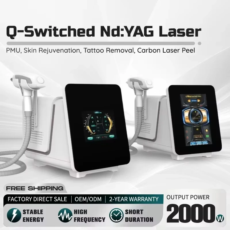 Q-Switched Nd:YAG Laser Machine - Professional Tattoo Removal, Carbon Peeling, Pigmented Lesions & Vascular Therapy
