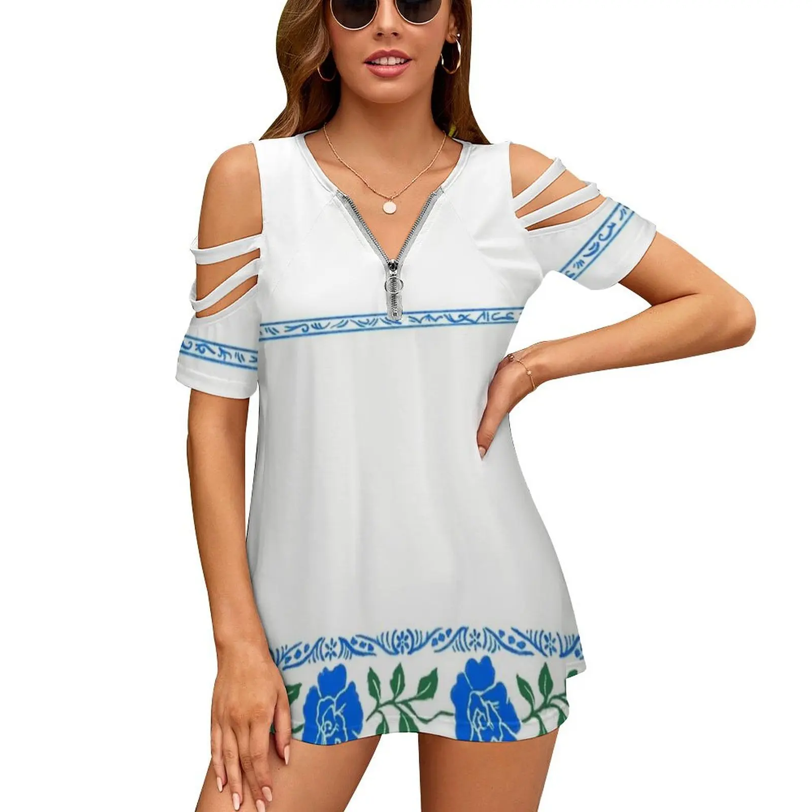 Midsommar Dress New Fashion Zip Off Shoulder Top Short-Sleeve Women Shirt Midsommar Halloween Disguise Costume Runes Horror