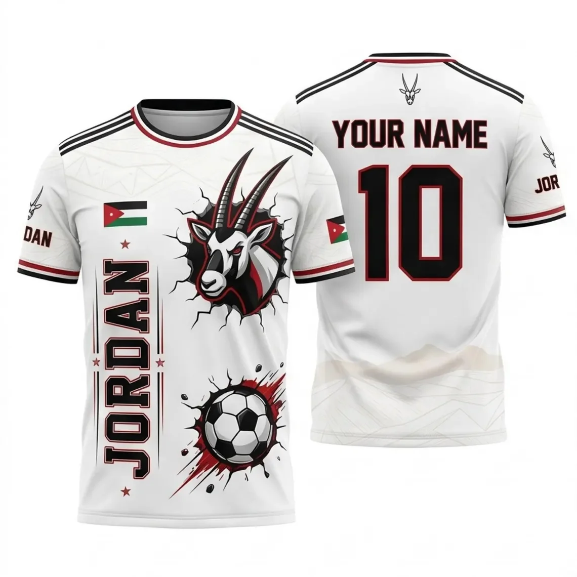 Jordan Soccer T Shirt Personalized Name Number Country Fan Gift，Short Sleeve Summer Unisex T-shirt