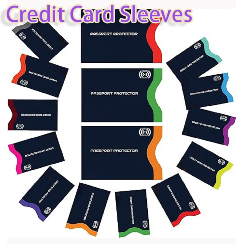 

2Pcs Credit Card Sleeves RFID Blocking Credit Bank Card Sleeves Protector Aluminum Foil Anti-Scan Card Holder RFID Blocking