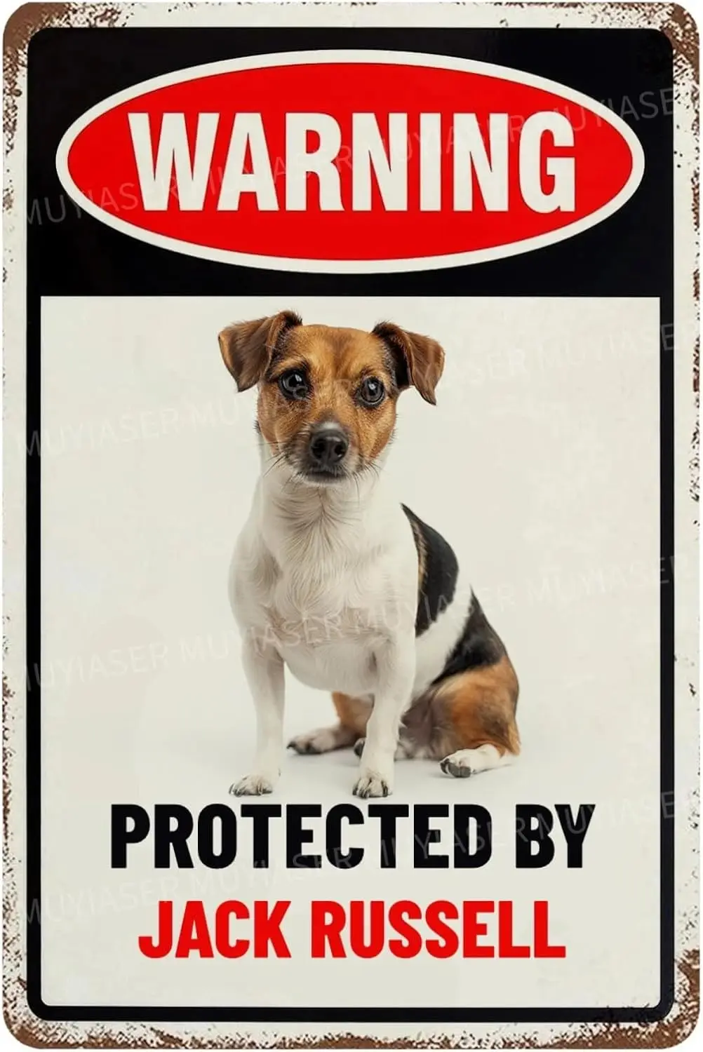 

Warning Protected By Jack Russell Aluminum Metal Tin Signs Outdoor Yard Sign Warning Sign For Fence Yard Home Kitchen Farm Garde