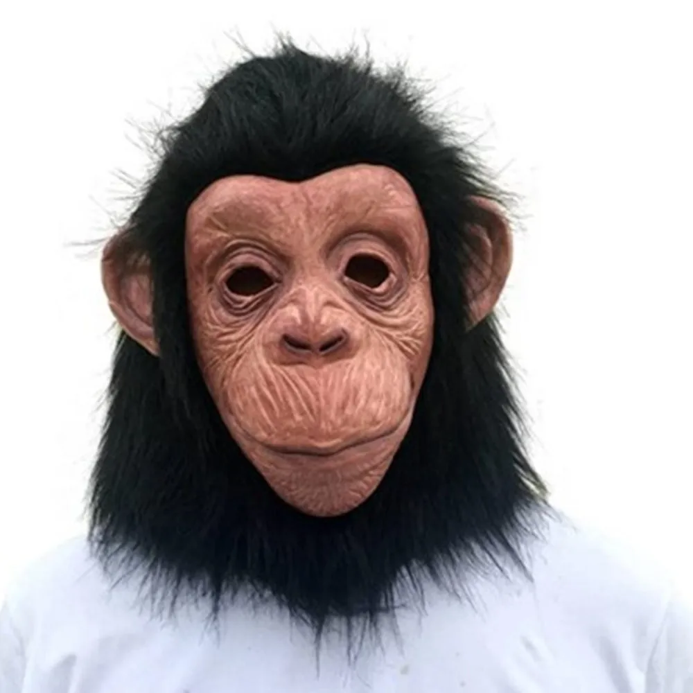 

Monkey Mask Latex Full Head Animal Black Chimp Mask for Halloween Costume Party