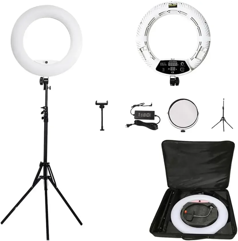 Kit de Anillo de Luz LED FD480 con Trípode y Espejo, Lámpara de Anillo para Selfies de 96W, Temperatura de 3200K-5500K para Vlogs de YouTube y Transmisiones en Vivo