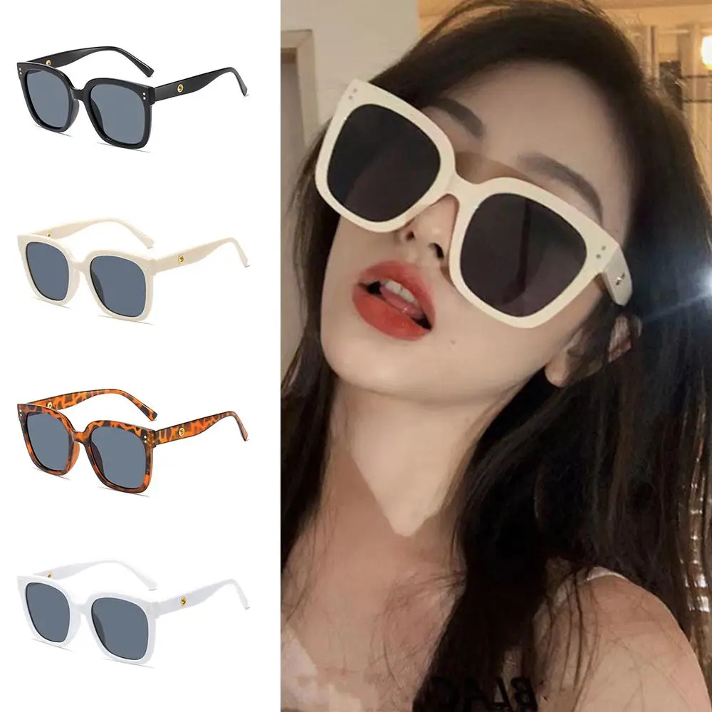 Retro UV400 Protection Large Frame Sunglasses Beige Beach/Travel/Streetwear Square Shades Eyewear for Women & Men