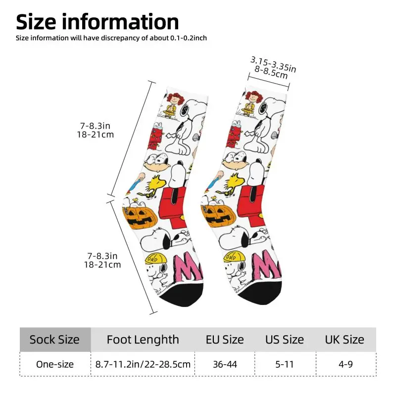 Comics Snoopy Collage Dress Socks for Men Women Warm Funny Novelty Cartoon Crew Socks