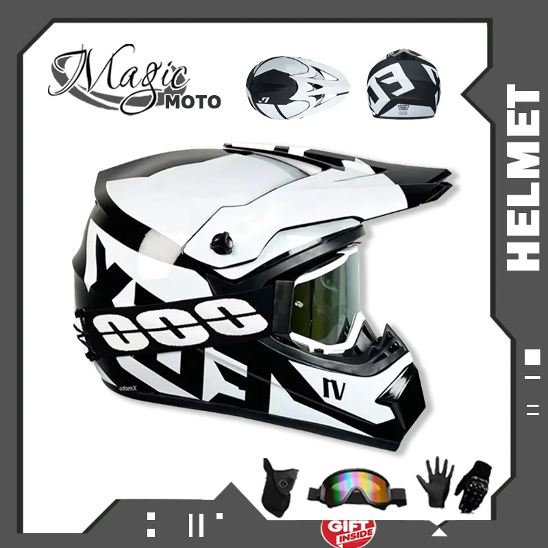 DOT/ECE Motocross Helmet Kit - Full Face for Adults & Youth, Includes MX Goggles + Protective Gloves