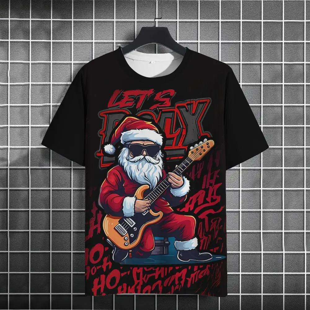 Christmas T-Shirt Funny 3d Santa Claus Print Tops Tees Dj Mens Kawaii T-Shirt Holiday Casual Harajuku Colorful Men's Clothing