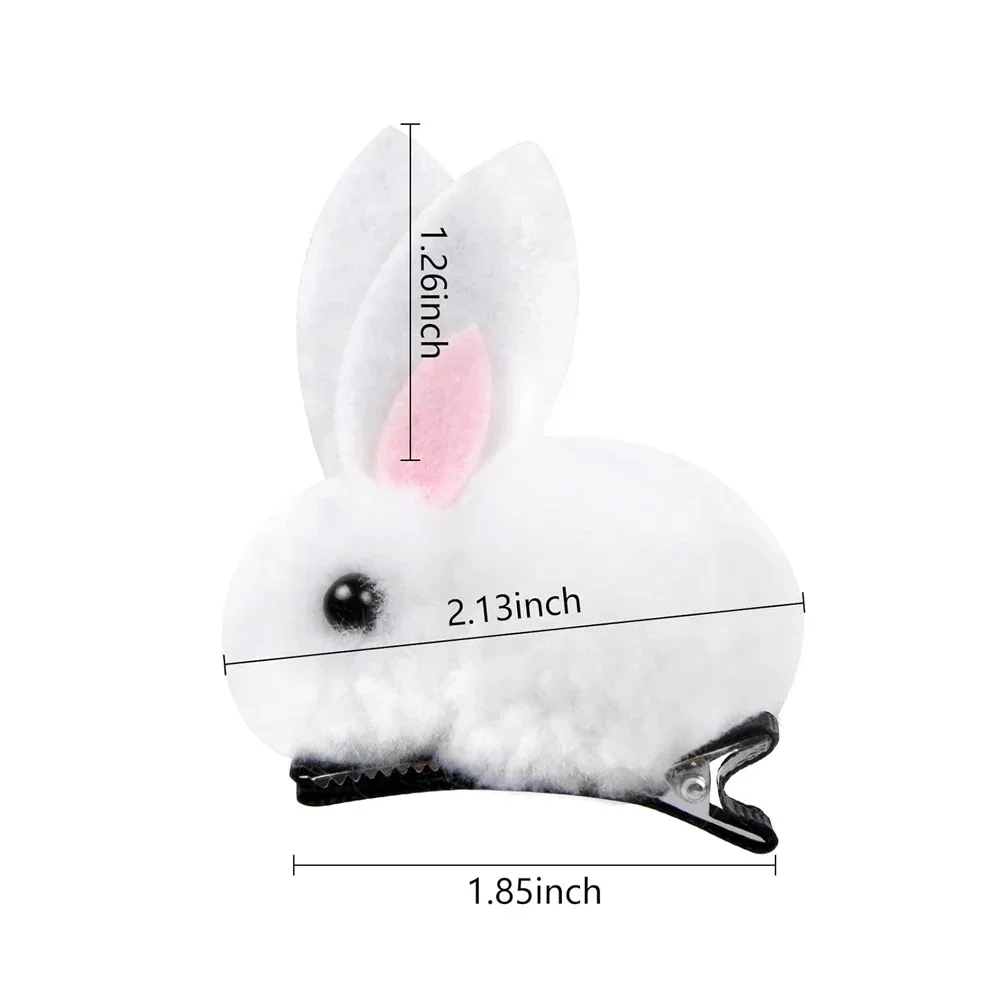 Cute 3D Plush Bunny Hair Clip Sweet Winter Mini Stuffed Rabbit Ear Duckbill Bobby Hairpins For Baby Toddlers Children\'S Gifts