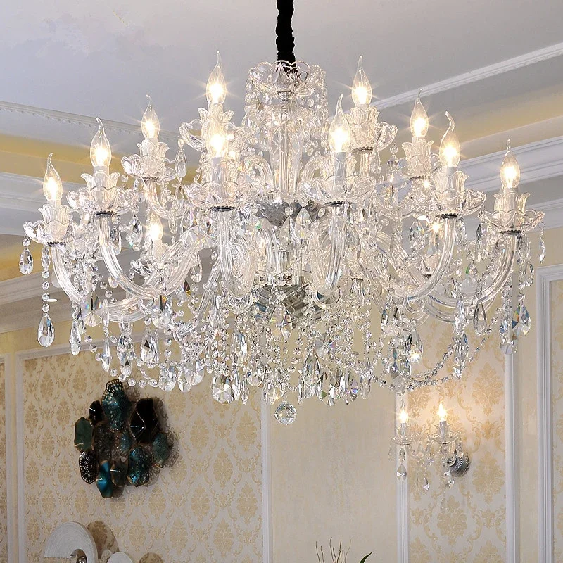 Large Modern Crystal Chandeliers Luxury Nordic Pendant Lamps Fashion Palace Gold Transparent Hanging Light Silver White Lighting