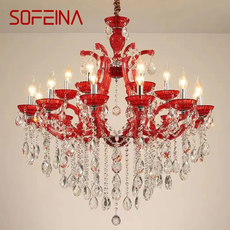 SOFEINA  LuxuriousCandle Pendent  Lamp European Style Crystal Lamp Art Living Room Restaurant Villa Staircase Duplex Building