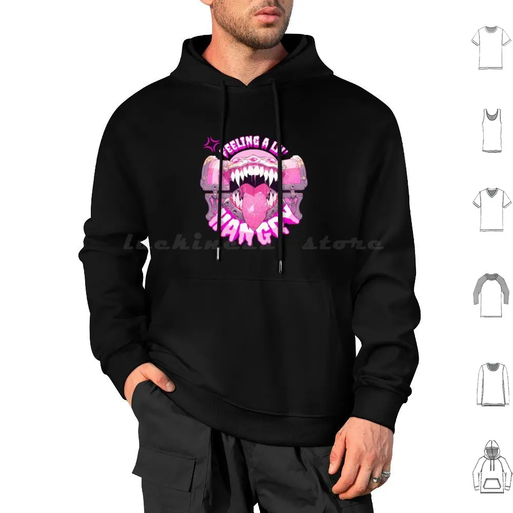 Hangry Hot Pink Mimic Hoodies Long Sleeve Hangry Hot Pink Girly Goth Fantasy Dnd Ttrpg Mimic Funny Nerd Geek Gamer Girl