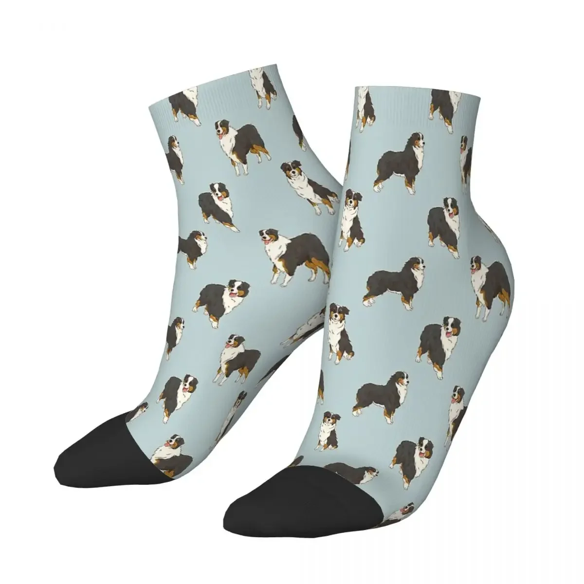 

Black Tri Australian Shepherd Aussie Dog Australian Shepherd Meme Dog Doge Ankle Socks Male Mens Women Stockings Polyester